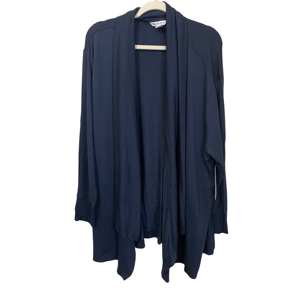 Athleta Pranayama Wrap Cardigan Navy Blue Open Front Pockets NWT Women 2X